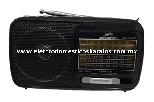 Radio AM/FM Economico Akustic Negro con USB, Bluetooth y Linterna