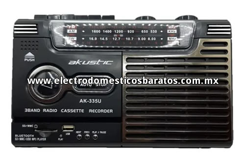 Radio Grabadora de Cassette Economica Marca Akustic Negra
